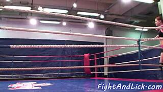 Lesbian wrestling match turns into groping session with a roundass babe