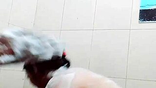 In the bathroom, the desi couple engages in hardcore sex with big tits and monster cock