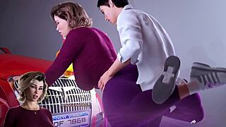 3D game with torn housewife leggings and big ass exposure