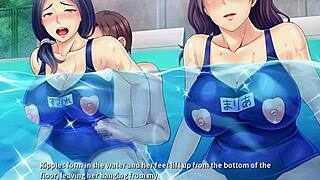 Netorious neighbors cumming for wives in pool threesome!