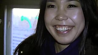 Young Asian gives blow job and anal in outdoor amateur porn
