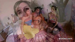 Whats betta then 2 lesbians? 3 of corse, they finger and kiss.