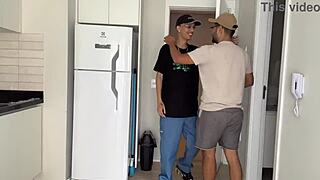 The young Brazilian twink met his godfather and gifted his ass for bisexual fun.