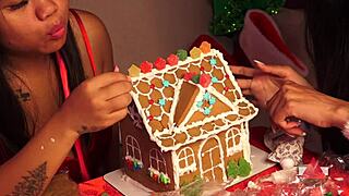 Making gingerbread house with my buddy, let's do this part 2!