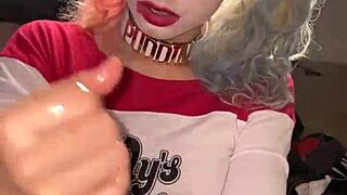 Harley quinn rides big black cock interracial.