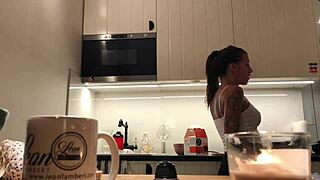 Sylvia's kitchen cam action: a softcore spy cam gem