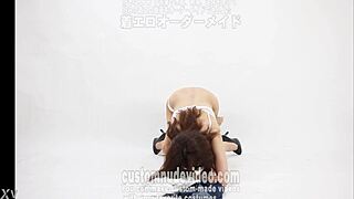 mature asian woman strips panties and poses nude in doggystyle position