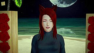 My new family with redhead teen milf and big tits playing erotic game at home