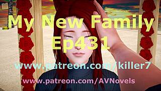 My new family with redhead teen milf and big tits playing erotic game at home