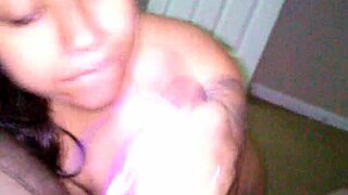 The tattooed wife gives an incredible blow job to her husband