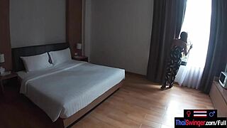 thai teen girlfriend sucks and fucks her big dick white boyfriend in a hotel