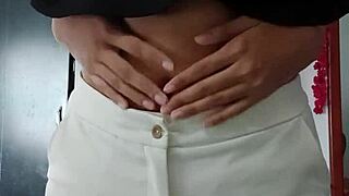 Natural tits bounce during her first orgasmic experience