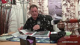 Skinny French Brunette's Anal Casting In Stockings!