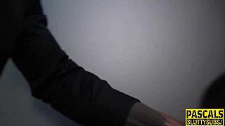 A BDSM sub with tattoos in a three woman interracial scene gets fucked