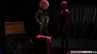 dani daniels in spiderman parody, doggystyle and cowgirl action