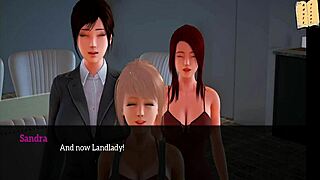 Redhead teen explores big tits in 3d anime family game.