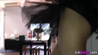 Young European girl masturbates and gets upskirt shots in high definition video
