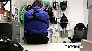 Officer catches curvy blonde milf for hardcore blowjob