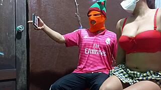 Amateur video of stepfather and stepdaughter on a bicycle for Christmas