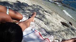 My wife jerks and sucks me off on a public beach. We’re totally being watched by strangers!