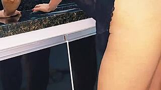 Hey, wanna see me banging this blonde milf on the sink and finishing inside?