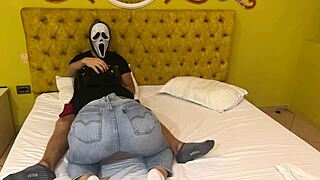 Ghostface receives intense deepthroat blowjob on Halloween.