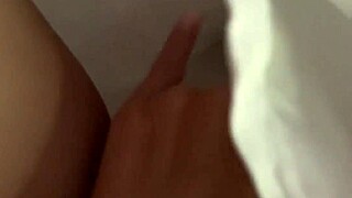 Amateur brunette’s homemade hairless masturbation selfie