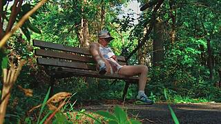 Amateur couple has sex in the woods and the wife gets a handjob orgasm
