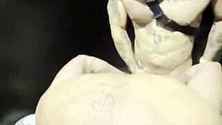 A hot and steamy group sex scene in a nightclub bathroom with amateurs
