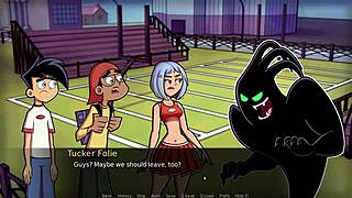 Beautiful goth girlfriend masturbates in a park called Amity park