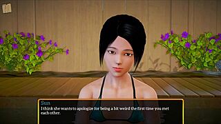 Intense family game with brunette having small tits and big ass in homemade anime style