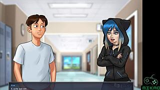 Beautiful bride in a rocking Goth look in SummertimeSaga episode 61