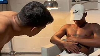 Beautiful gay scene of a handjob and blow job outdoors