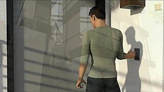 trapped under table getting stepped on in wild hentai action