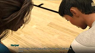 Feeling the excitement as I meet the new assistant coach with her big tits in this hentai scene