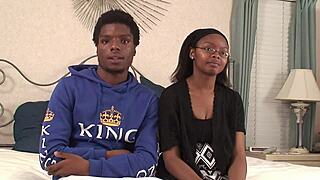 Amateur black beauty gets pounded by her man in various positions