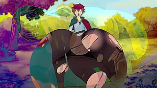 Darkness lured Kazuma with torn tights for doggy action hentai parody! 😏