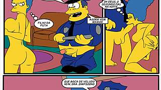 Cartoon porn parody of The Simpsons with police officer