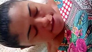 Latina squeezes big cock in wet pussy, cum in mouth orgasm