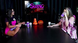 halloween swingers fetish with transsexual raphaela savanah in sheer red lingerie at gang bang house 🔥