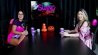 halloween swingers fetish with transsexual raphaela savanah in sheer red lingerie at gang bang house 🔥