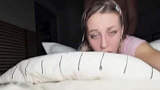 Petite blonde gets pummelled by huge cock in ass