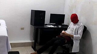 A pervert doctor masturbates after examining a beautiful woman