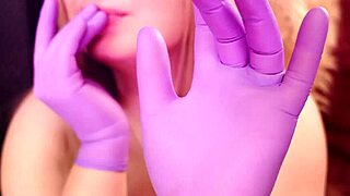 Arya Grander in ASMR Purple Nurse Gloves with Gold Glitter Moaning