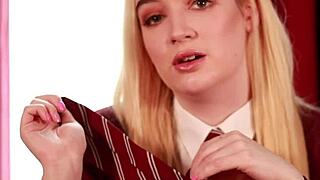 British college girl shows off her goodies in foreplay scenes