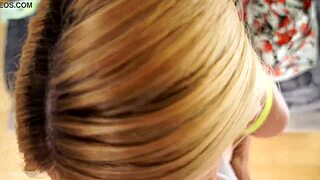 Busty blonde MILF gets a facial in homemade sex tape