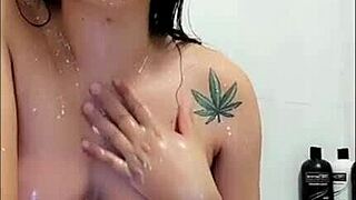 Beautiful pregnant housewife in action in this homemade video