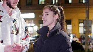 Petite Italian teen craves rough sex and creampie in public