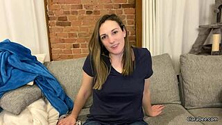 Clara Dee Joi in panty and bra, solo play at home