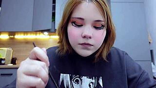 Alternative beauty gets naughty in a mugbang video